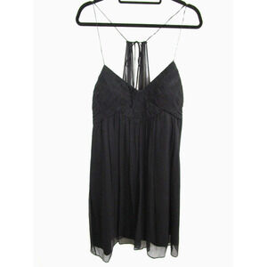 NWT Max & Cleo Black Chiffon Spaghetti Strap Sleeveless Knee Length Dress Sz 10